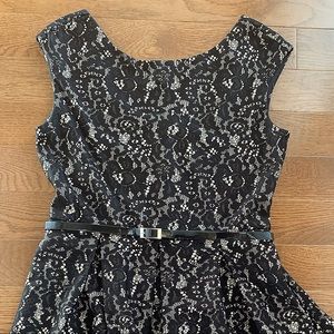 Black and Cream Lace Cocktail Dress Size 10